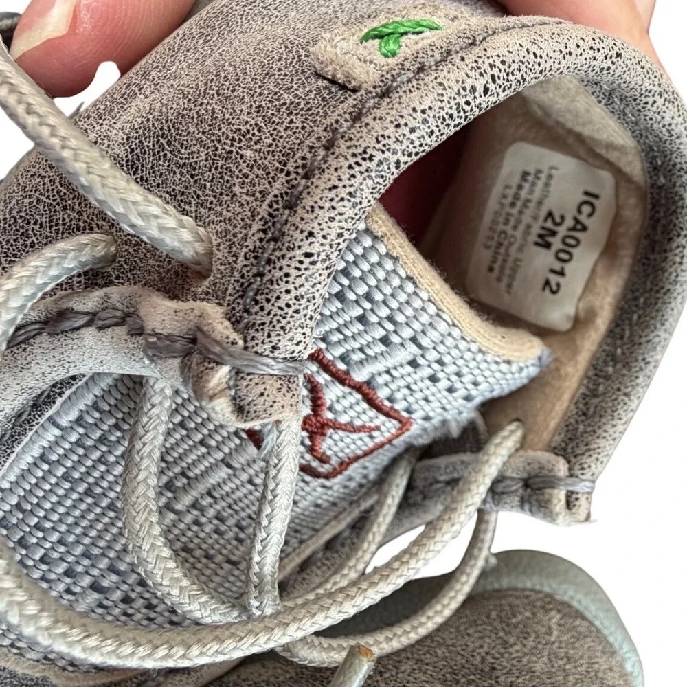 Twisted X Infant Grey Crackle Leather Woven Moccasins ICA0012 Size 2M
